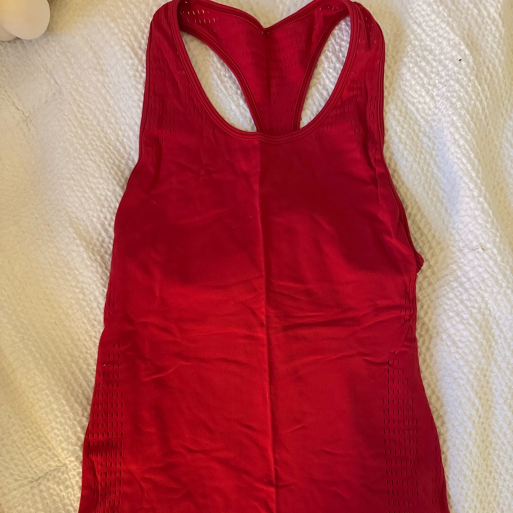 Red Razed Back Workout Tank Top